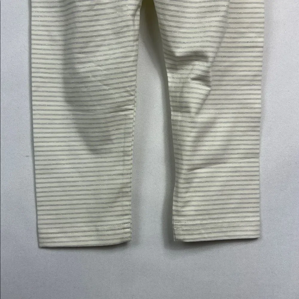 Tea Collection Cream and metallic silver striped leggings New size 6